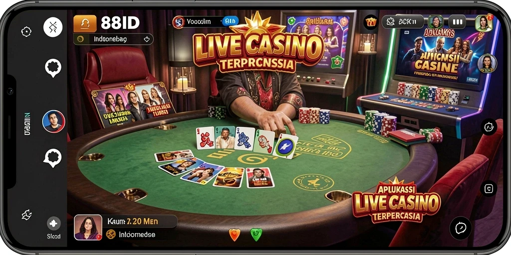 Screenshot menunjukkan pengalaman bermain Live Casino yang mendebarkan.