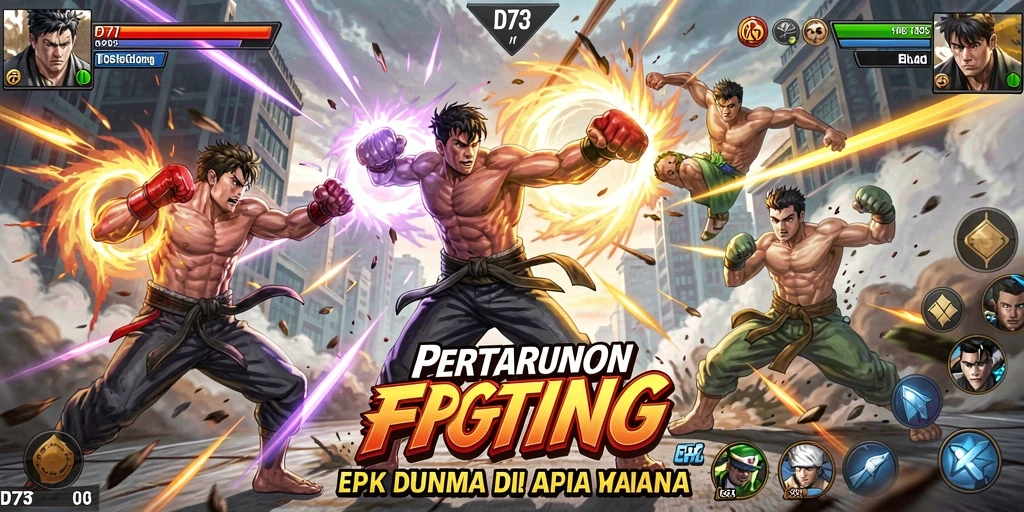Screenshot D73 menampilkan aksi pertarungan yang seru dan dinamis.