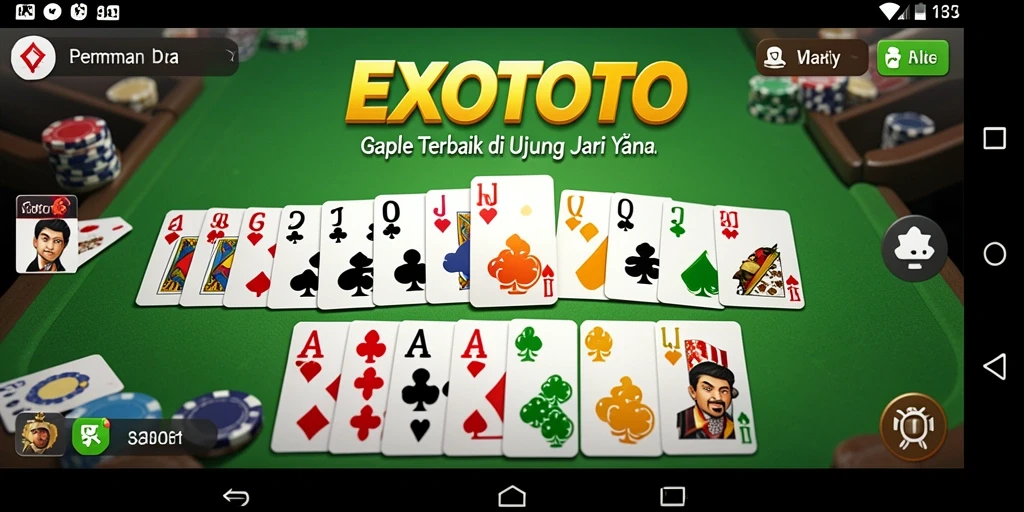 Tampilan gameplay EXOTOTO yang seru dan interaktif di permainan Gaple.