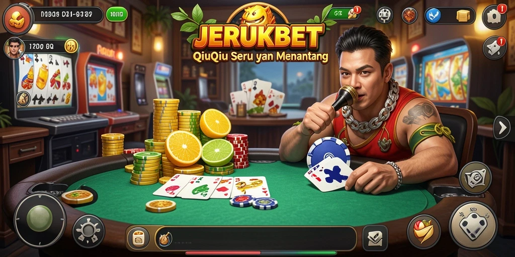 Screenshot utama JERUKBET menampilkan suasana bermain QiuQiu yang seru.