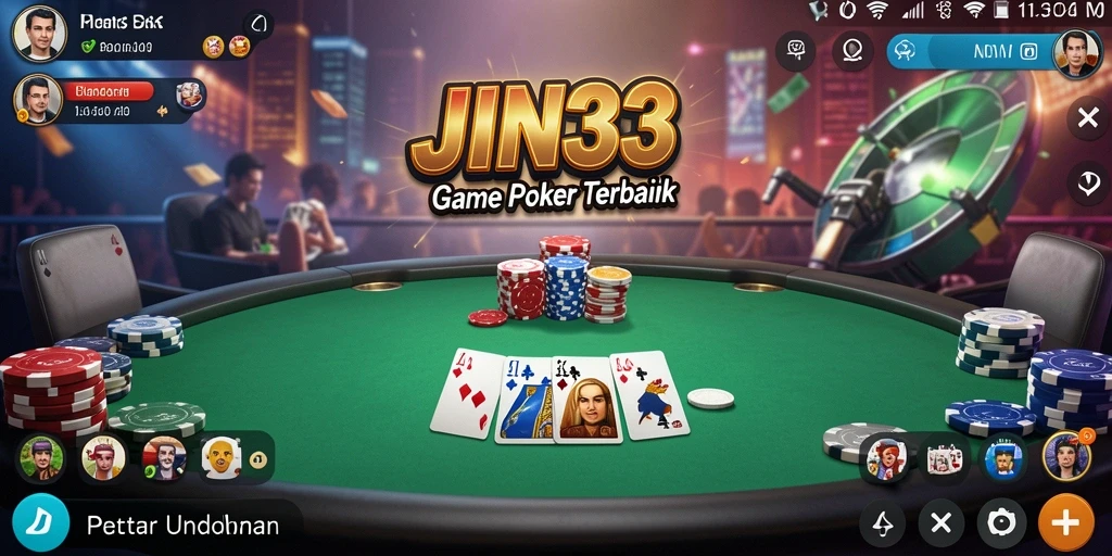 Screenshot gameplay JIN33 dengan antarmuka Poker yang menarik.