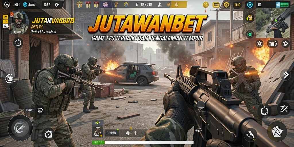 Screenshot JUTAWANBET memperlihatkan aksi tembak-menembak yang intens.