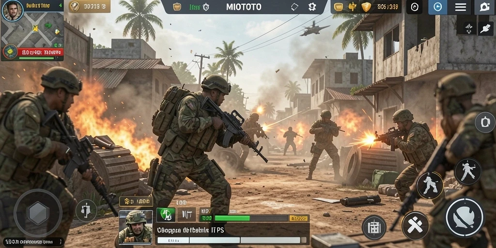 Tangkapan layar dari gameplay MIOTOTO yang menunjukkan aksi tempur mendebarkan.