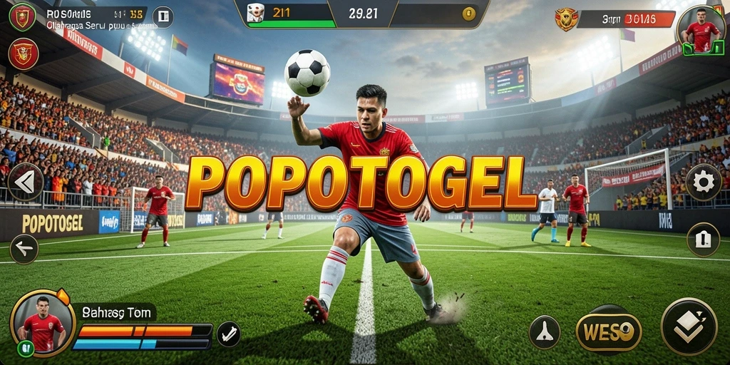 Tampilan gameplay seru POPOTOGEL dengan aksi olahraga yang mendebarkan.