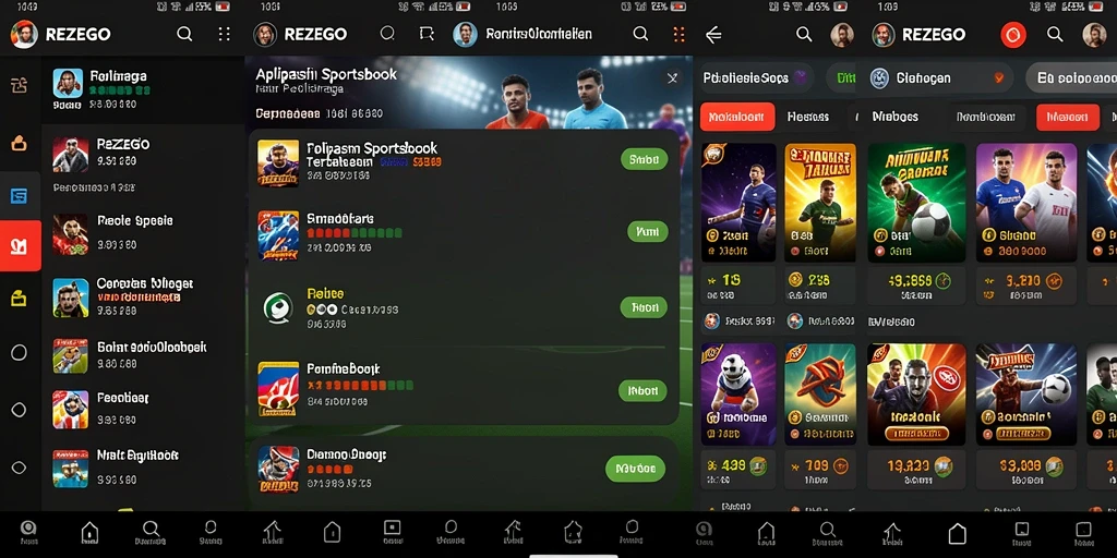 Tangkapan layar REZEGO menampilkan antarmuka aplikasi Sportsbook yang menarik.