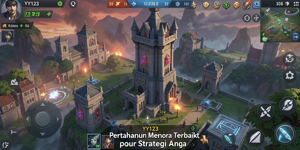 Tampilan gameplay menegangkan dalam game Tower Defense YY123.